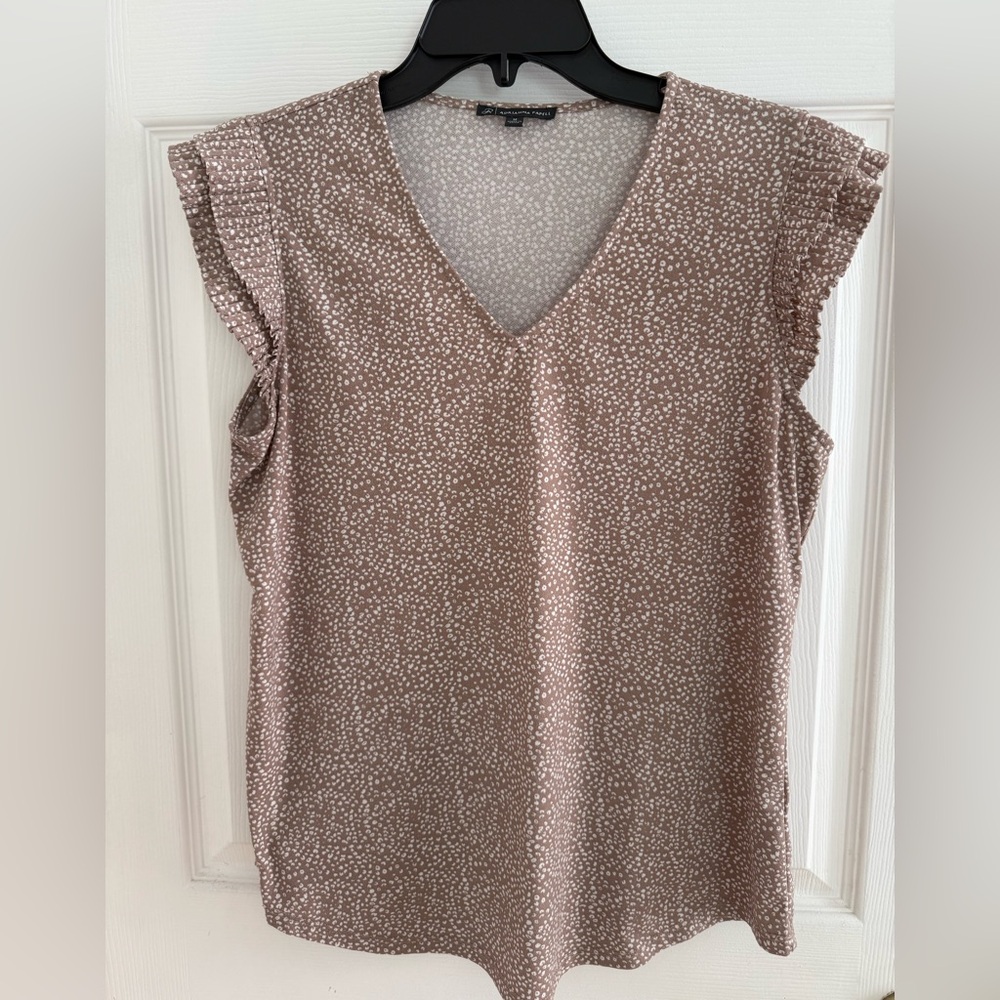 Adrianna Papell Taupe and White Blouse